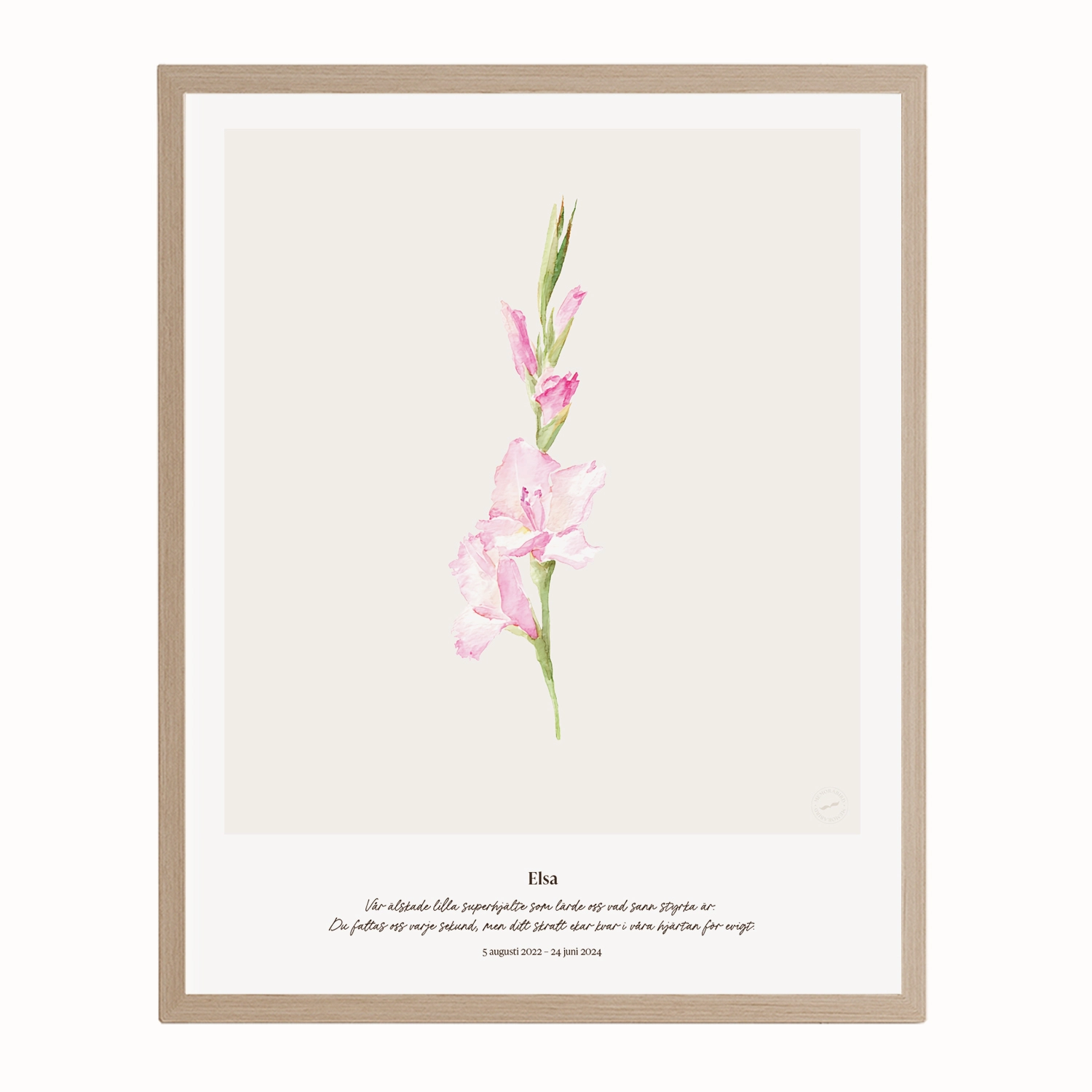 Minnesblomma augusti – minnestavla med gladiolus
